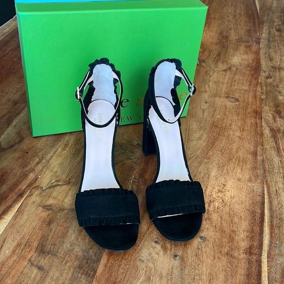 Kate Spade Black Suede Sandals, Size 8.5 - Picture 1 of 6